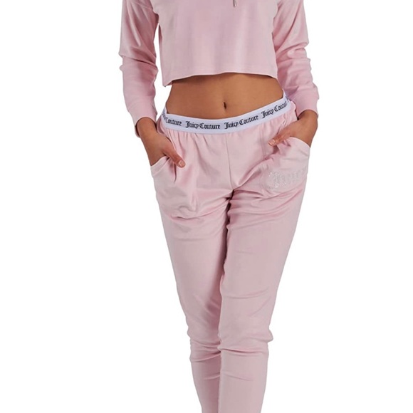 Juicy Couture pink velvet fleece hooded jogger set - Picture 5 of 5